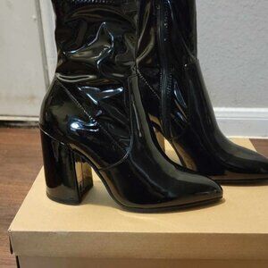 Steve Madden Multiply Fulton Bootie Heels in Patent Black size 7.5